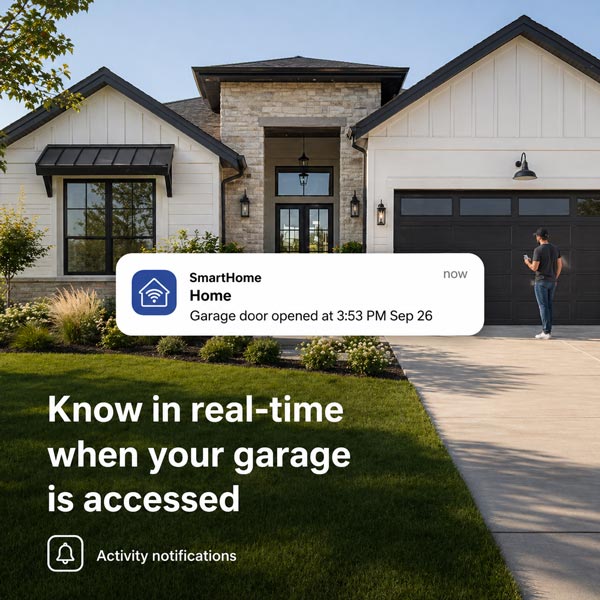 LiftMaster myQ smartphone app controlling a garage door opener